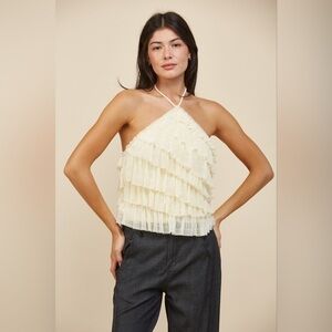 Tiered Ruffle Halter Neck Tank Top - Edit by Nine